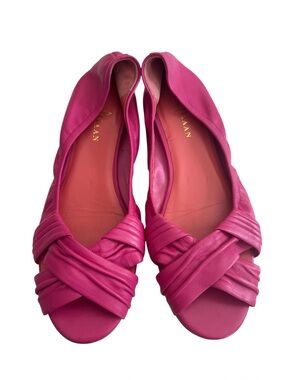 Cole Haan Bright Fuchsia Pink Braided Open-Toe Flats